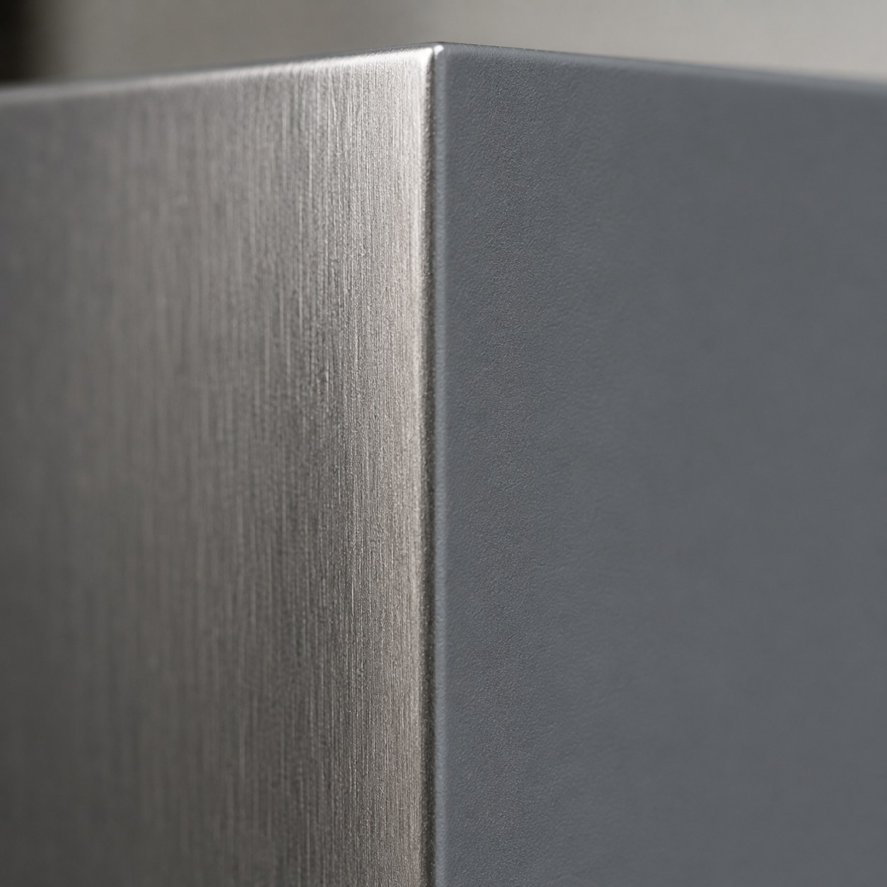 Detail photograph of steel furniture finishing work